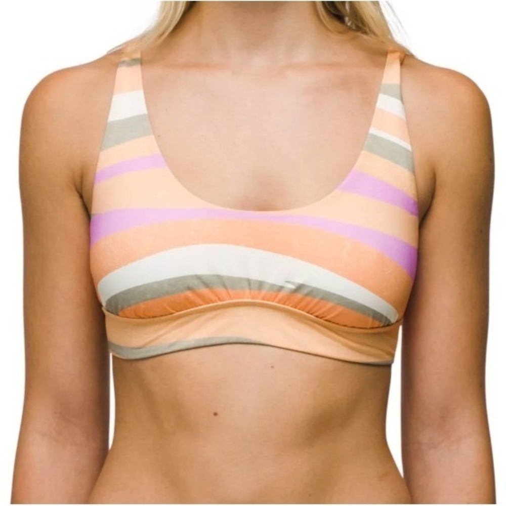 Prana Willow Falls Reversible‎ Striped Athletic Crop Top Swim Suit Summer